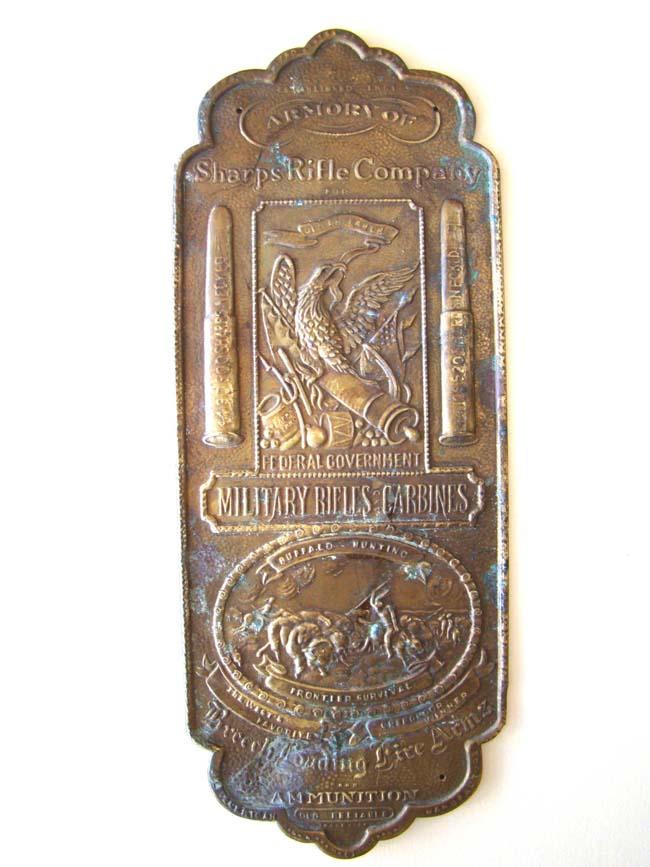 A Sharps Rifle Company brass advertising plaque circa 1875